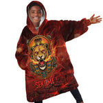 Sekhmet Kid Wearable Blanket Hoodie Egyptian Fiery Lioness Head and Ancient Warrior