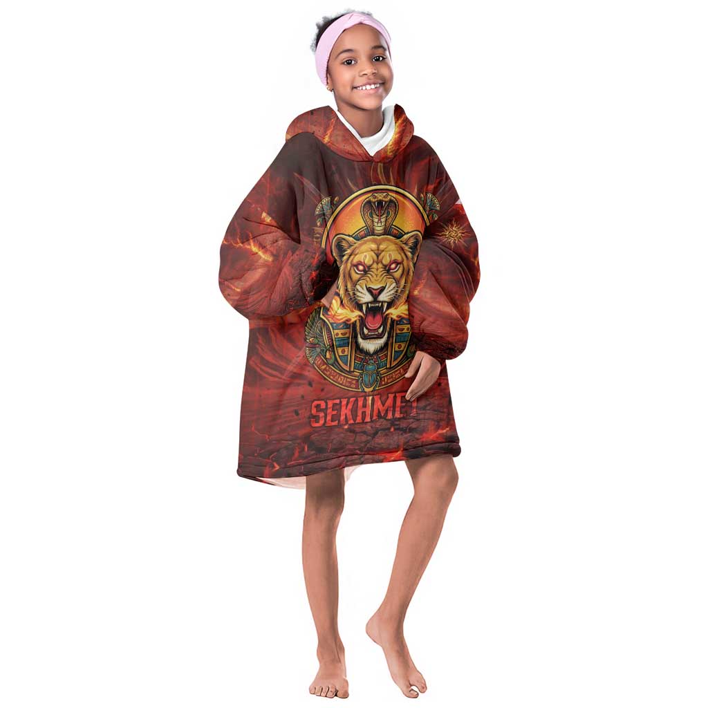 Sekhmet Kid Wearable Blanket Hoodie Egyptian Fiery Lioness Head and Ancient Warrior