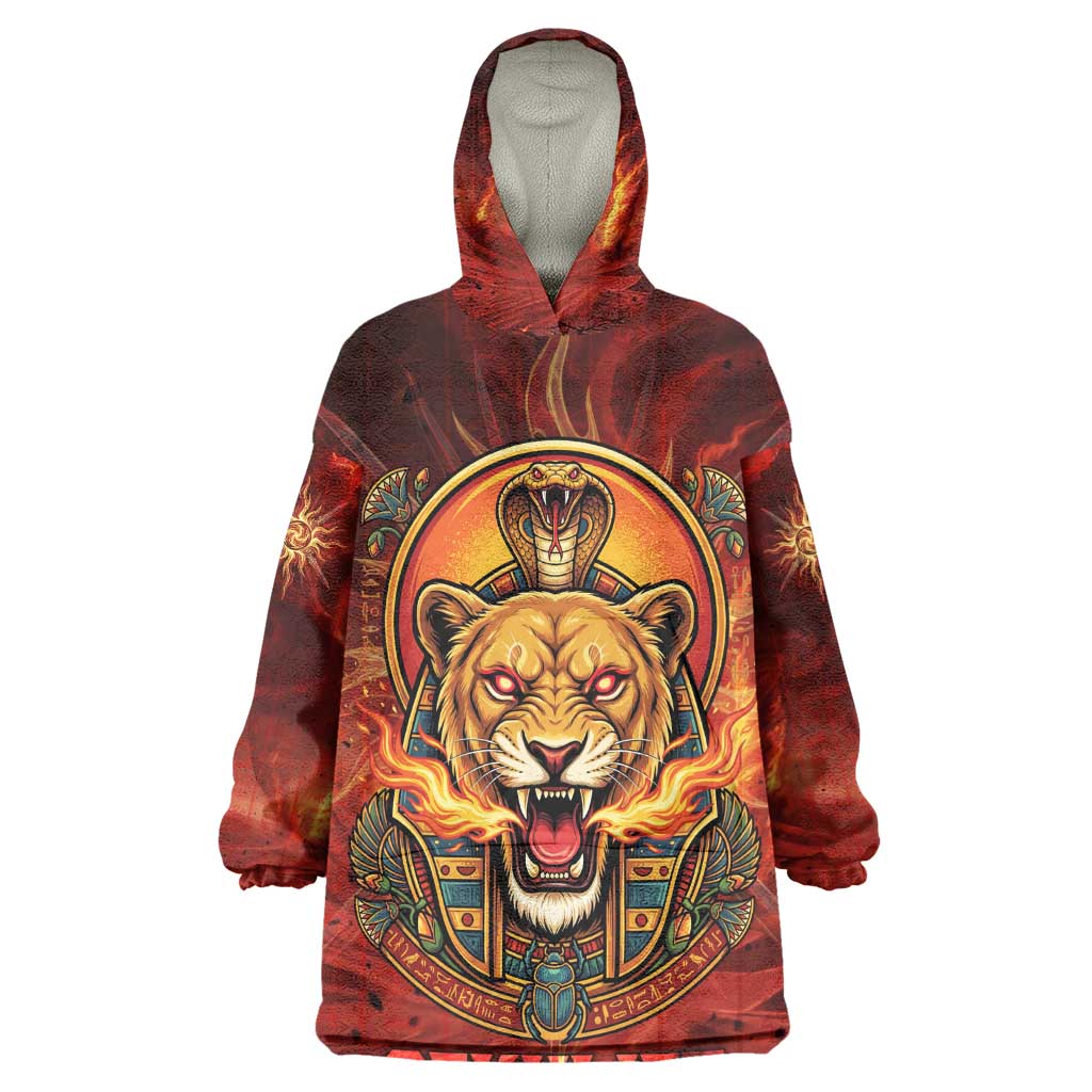 Sekhmet Kid Wearable Blanket Hoodie Egyptian Fiery Lioness Head and Ancient Warrior