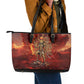 Sekhmet Leather Tote Bag Egyptian Fiery Lioness Head and Ancient Warrior