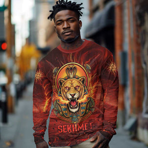 Sekhmet Long Sleeve Shirt Egyptian Fiery Lioness Head and Ancient Warrior