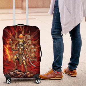 Sekhmet Luggage Cover Egyptian Fiery Lioness Head and Ancient Warrior