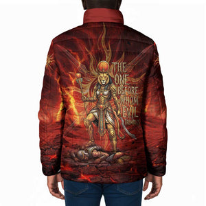Sekhmet Padded Jacket Egyptian Fiery Lioness Head and Ancient Warrior