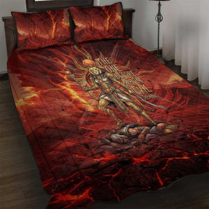 Sekhmet Quilt Bed Set Egyptian Fiery Lioness Head and Ancient Warrior