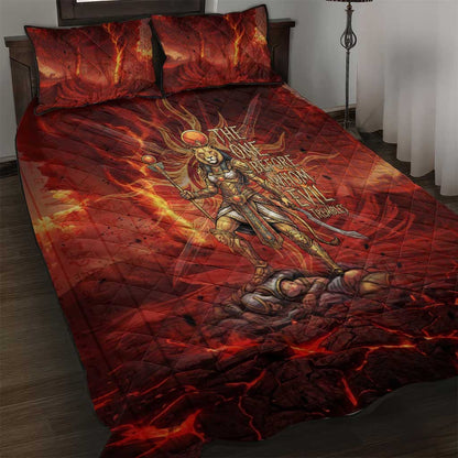 Sekhmet Quilt Bed Set Egyptian Fiery Lioness Head and Ancient Warrior