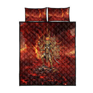 Sekhmet Quilt Bed Set Egyptian Fiery Lioness Head and Ancient Warrior