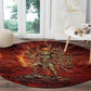 Sekhmet Round Carpet Egyptian Fiery Lioness Head and Ancient Warrior