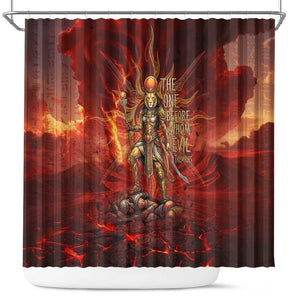 Sekhmet Shower Curtain Egyptian Fiery Lioness Head and Ancient Warrior