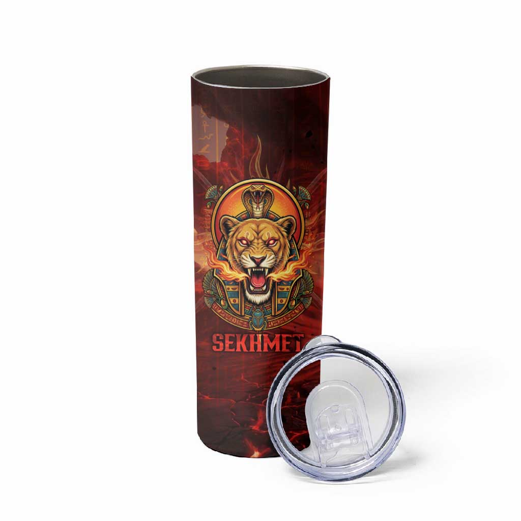Sekhmet Skinny Tumbler Egyptian Fiery Lioness Head and Ancient Warrior