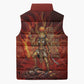 Sekhmet Sleeveless Puffer Jacket Egyptian Fiery Lioness Head and Ancient Warrior
