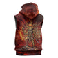 Sekhmet Sleeveless Zip Hoodie Egyptian Fiery Lioness Head and Ancient Warrior
