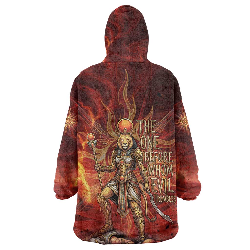 Sekhmet Wearable Blanket Hoodie Egyptian Fiery Lioness Head and Ancient Warrior