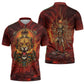Sekhmet Zipper Polo Shirt Egyptian Fiery Lioness Head and Ancient Warrior