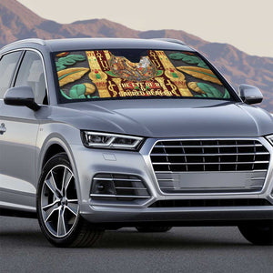 Sekhmet Auto Sun Shade with Eye of Ra and Sacred Lion Symbol in Egyptian Healer