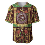 Sekhmet Baseball Jersey with Eye of Ra and Sacred Lion Symbol in Egyptian Healer