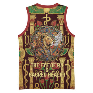 Sekhmet Basketball Jersey with Eye of Ra and Sacred Lion Symbol in Egyptian Healer