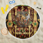 Sekhmet Beach Blanket with Eye of Ra and Sacred Lion Symbol in Egyptian Healer