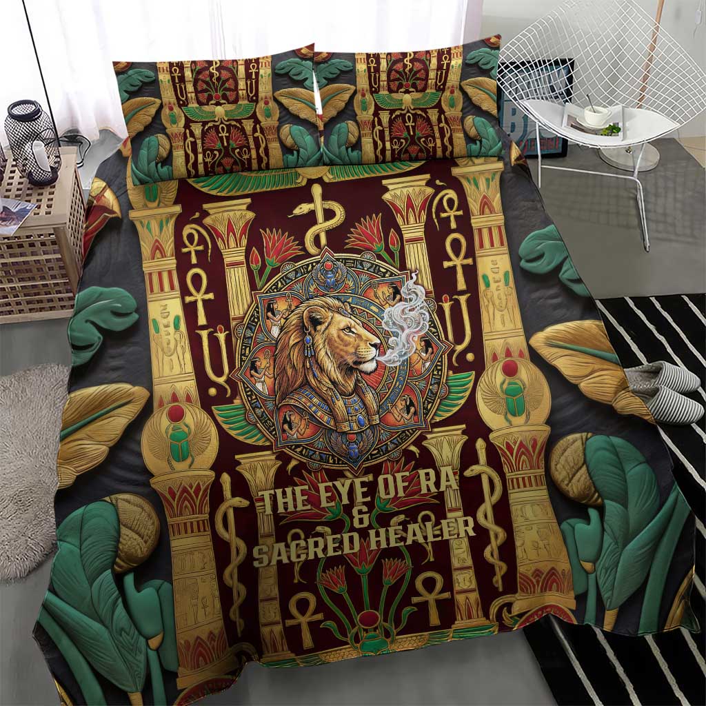 Sekhmet Bedding Set with Eye of Ra and Sacred Lion Symbol in Egyptian Healer