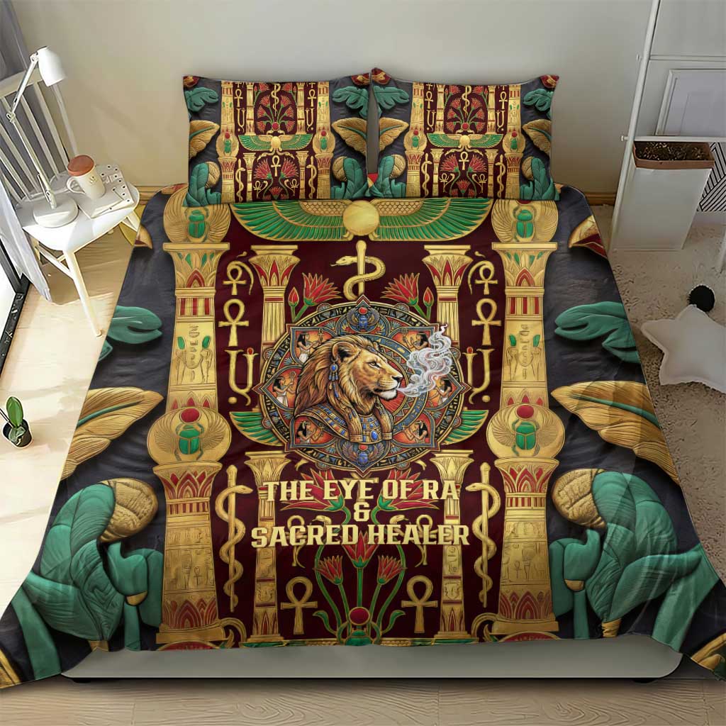 Sekhmet Bedding Set with Eye of Ra and Sacred Lion Symbol in Egyptian Healer
