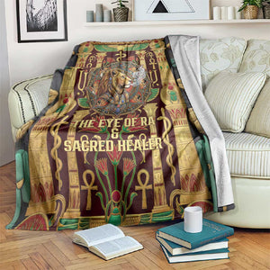 Sekhmet Blanket with Eye of Ra and Sacred Lion Symbol in Egyptian Healer