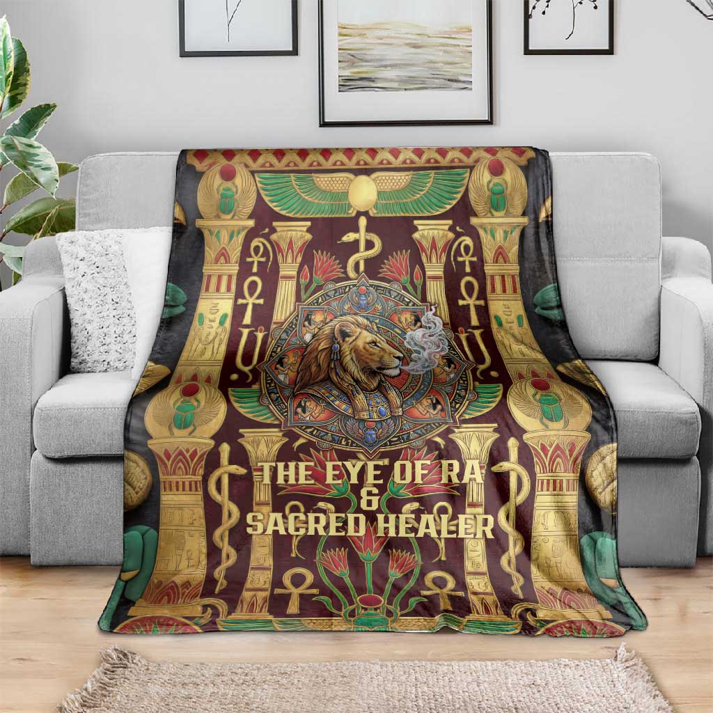 Sekhmet Blanket with Eye of Ra and Sacred Lion Symbol in Egyptian Healer