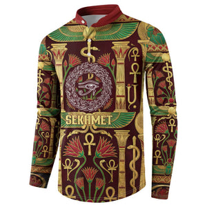 Sekhmet Button Sweatshirt with Eye of Ra and Sacred Lion Symbol in Egyptian Healer
