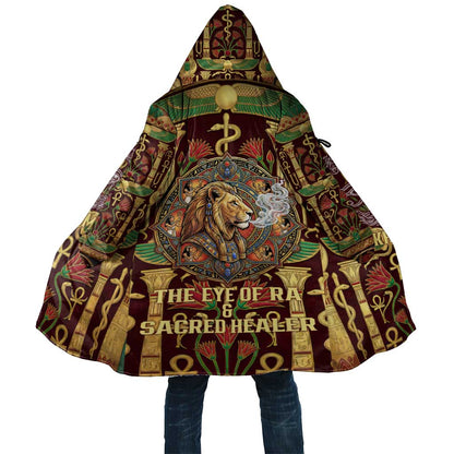 Sekhmet Cloak with Eye of Ra and Sacred Lion Symbol in Egyptian Healer