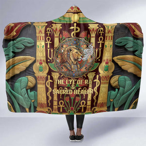 Sekhmet Hooded Blanket with Eye of Ra and Sacred Lion Symbol in Egyptian Healer