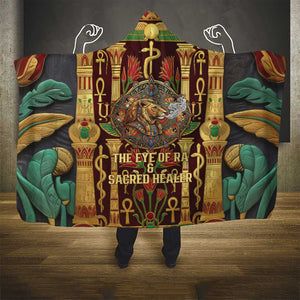 Sekhmet Hooded Blanket with Eye of Ra and Sacred Lion Symbol in Egyptian Healer