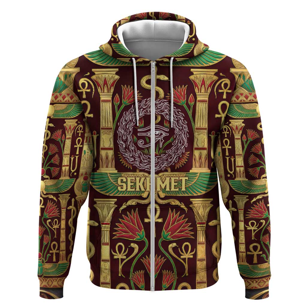 Sekhmet Hoodie with Eye of Ra and Sacred Lion Symbol in Egyptian Healer