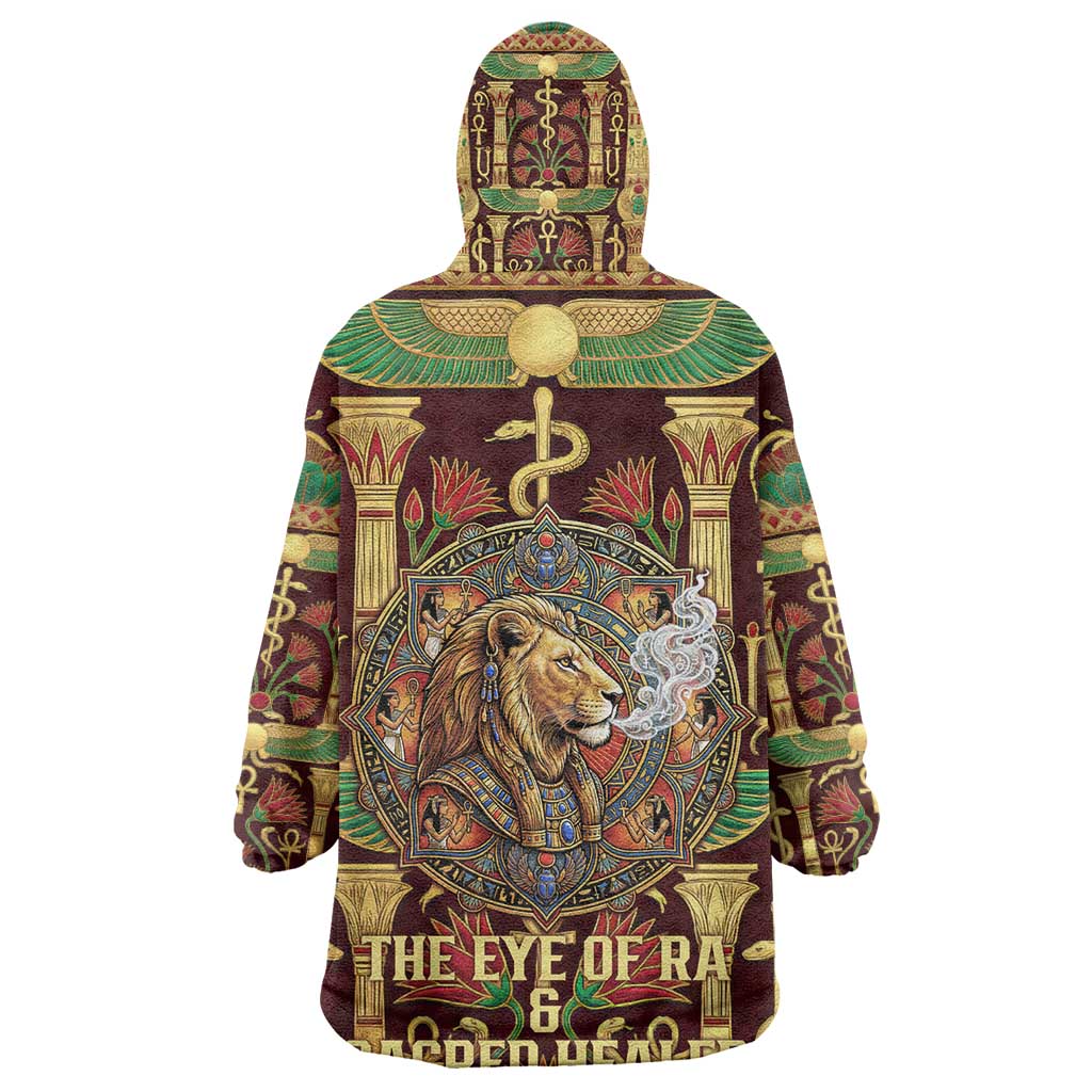 Sekhmet Kid Wearable Blanket Hoodie with Eye of Ra and Sacred Lion Symbol in Egyptian Healer