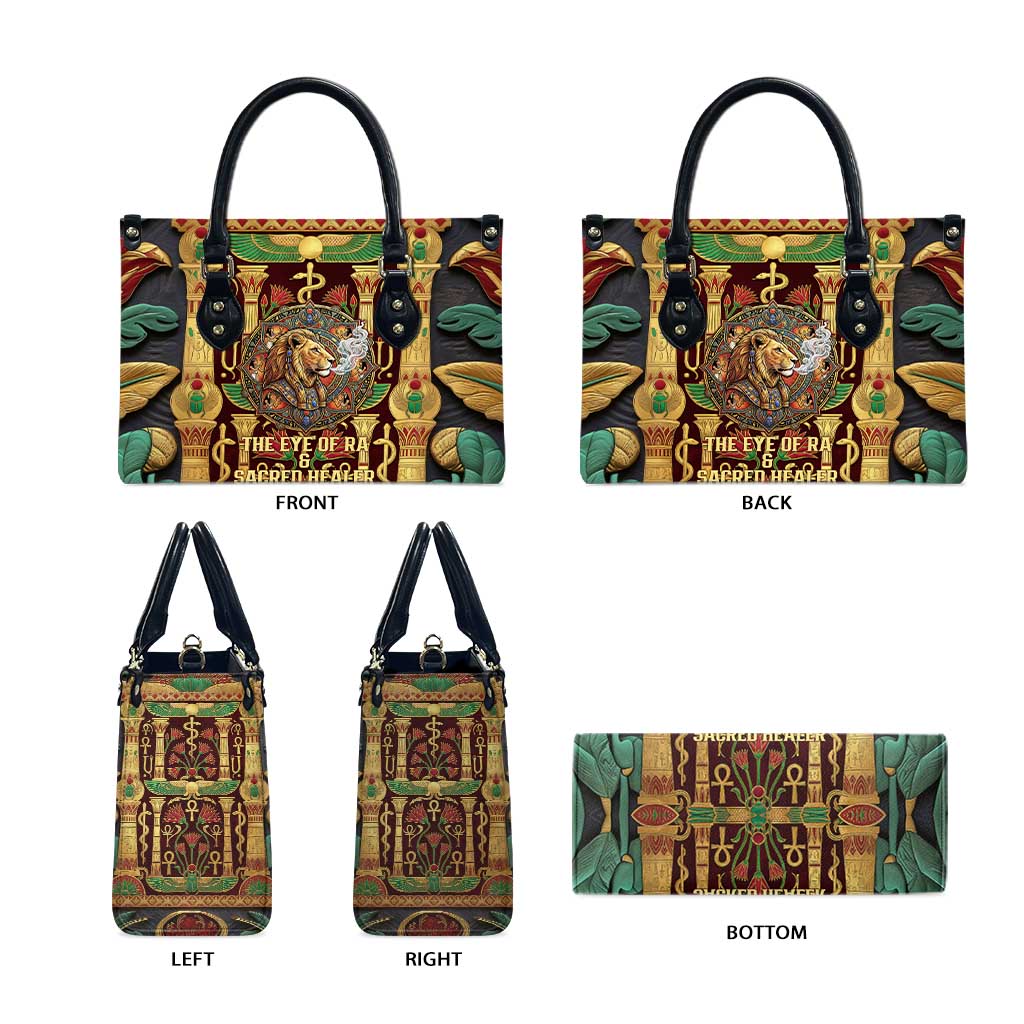 Sekhmet Leather Bag with Eye of Ra and Sacred Lion Symbol in Egyptian Healer