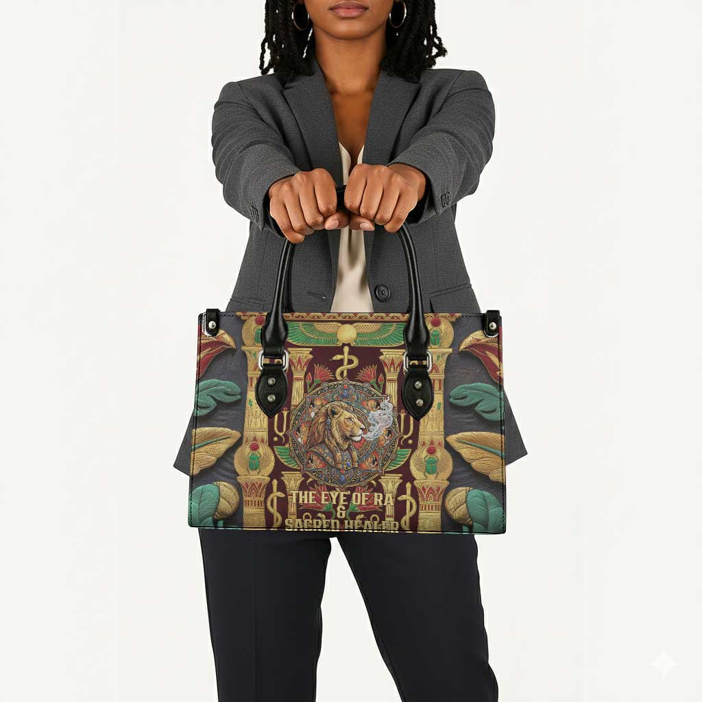 Sekhmet Leather Bag with Eye of Ra and Sacred Lion Symbol in Egyptian Healer