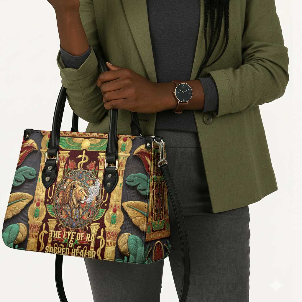 Sekhmet Leather Bag with Eye of Ra and Sacred Lion Symbol in Egyptian Healer