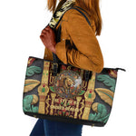 Sekhmet Leather Tote Bag with Eye of Ra and Sacred Lion Symbol in Egyptian Healer