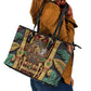 Sekhmet Leather Tote Bag with Eye of Ra and Sacred Lion Symbol in Egyptian Healer