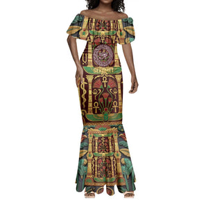 Sekhmet Mermaid Dress with Eye of Ra and Sacred Lion Symbol in Egyptian Healer