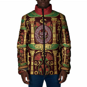 Sekhmet Padded Jacket with Eye of Ra and Sacred Lion Symbol in Egyptian Healer