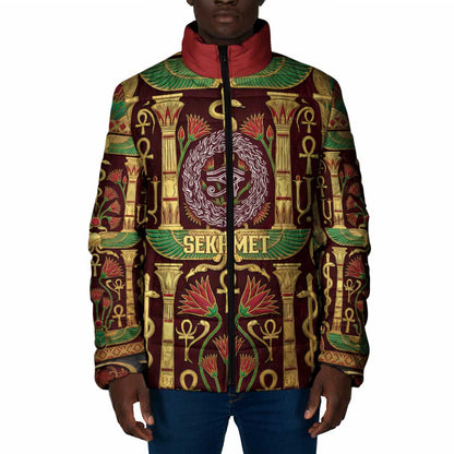 Sekhmet Padded Jacket with Eye of Ra and Sacred Lion Symbol in Egyptian Healer