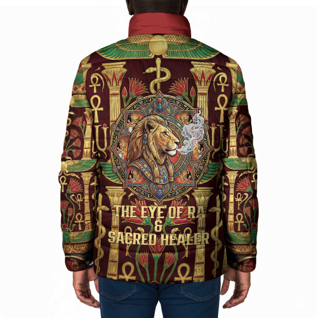Sekhmet Padded Jacket with Eye of Ra and Sacred Lion Symbol in Egyptian Healer