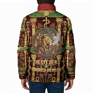 Sekhmet Padded Jacket with Eye of Ra and Sacred Lion Symbol in Egyptian Healer