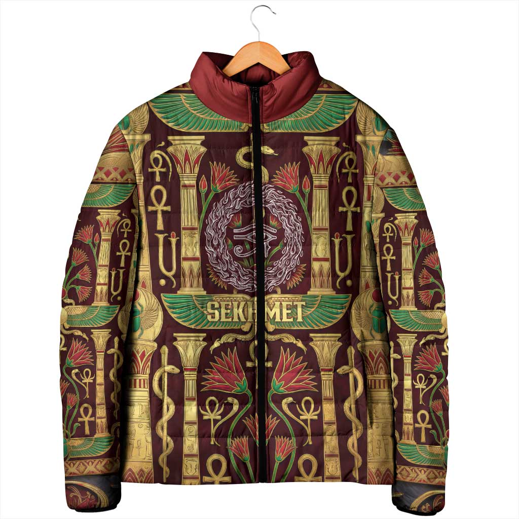 Sekhmet Padded Jacket with Eye of Ra and Sacred Lion Symbol in Egyptian Healer
