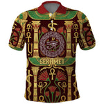 Sekhmet Polo Shirt with Eye of Ra and Sacred Lion Symbol in Egyptian Healer