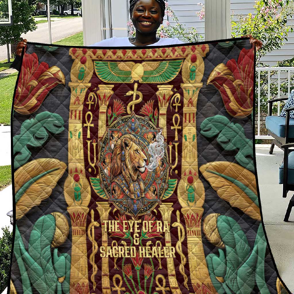 Sekhmet Quilt with Eye of Ra and Sacred Lion Symbol in Egyptian Healer