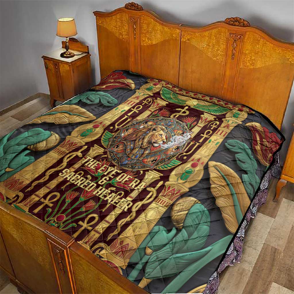 Sekhmet Quilt with Eye of Ra and Sacred Lion Symbol in Egyptian Healer