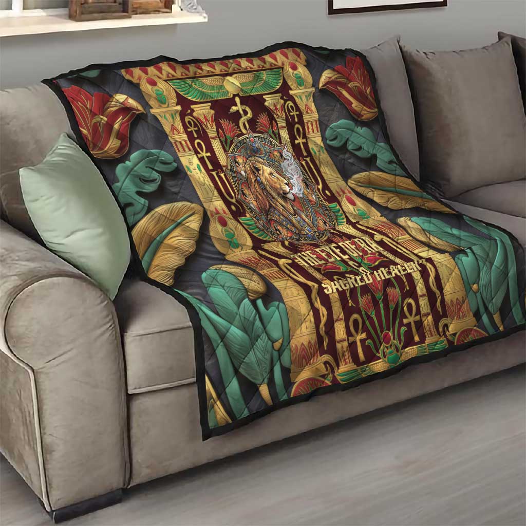 Sekhmet Quilt with Eye of Ra and Sacred Lion Symbol in Egyptian Healer
