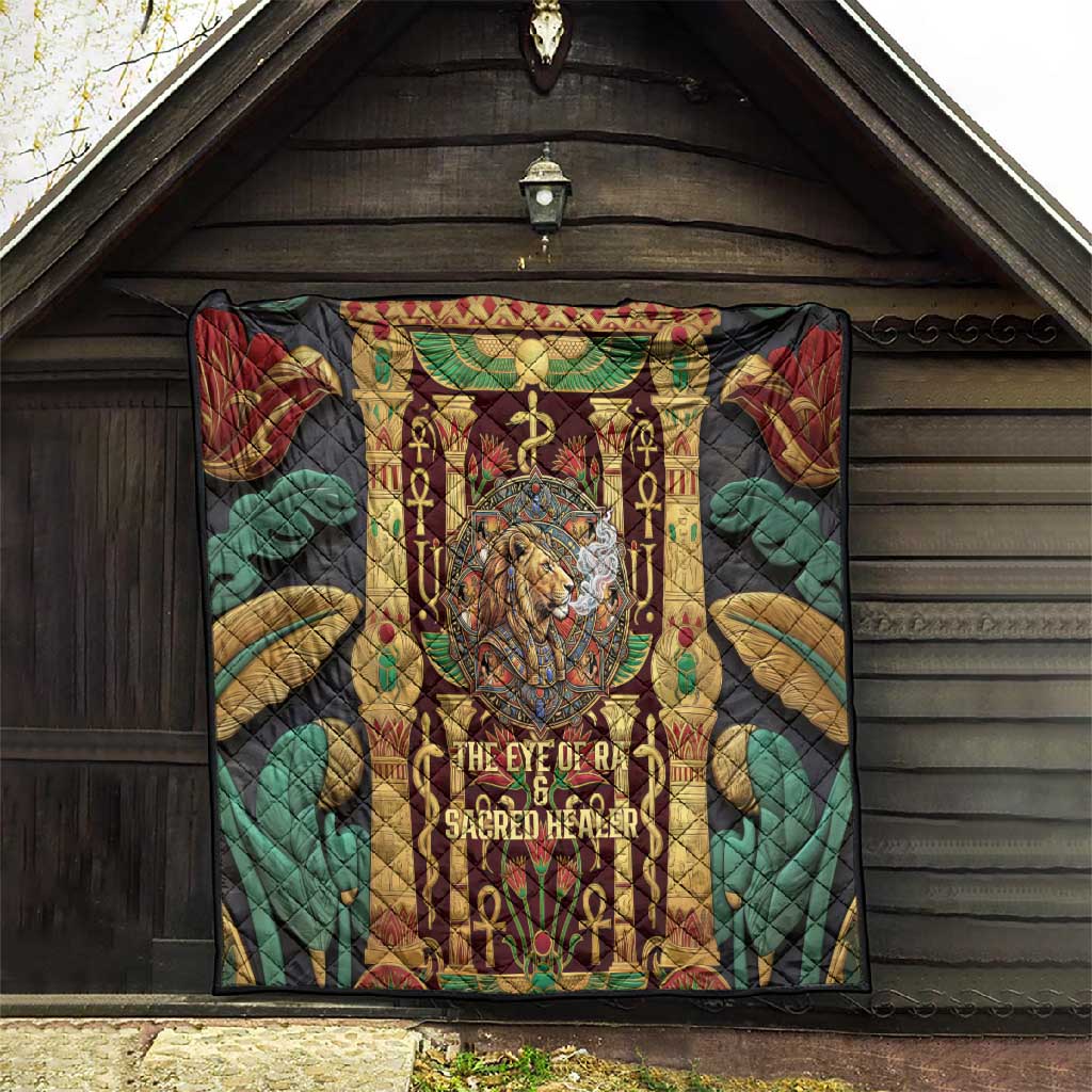 Sekhmet Quilt with Eye of Ra and Sacred Lion Symbol in Egyptian Healer