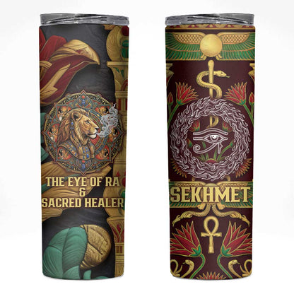 Sekhmet Skinny Tumbler with Eye of Ra and Sacred Lion Symbol in Egyptian Healer