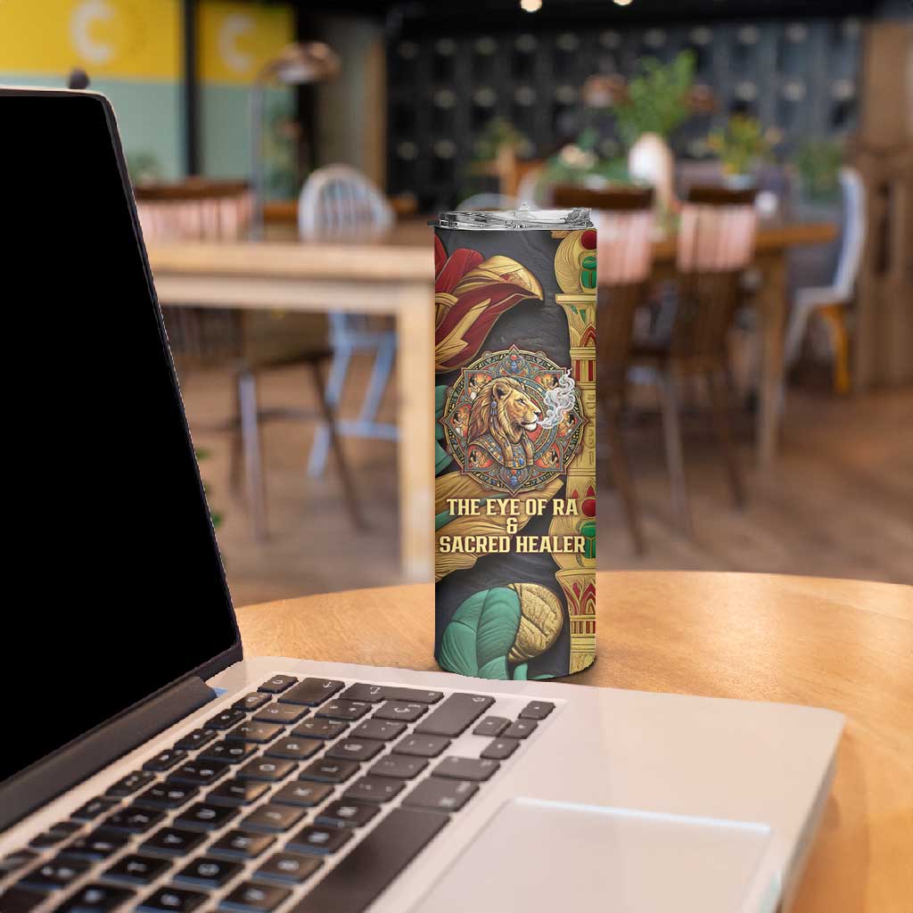 Sekhmet Skinny Tumbler with Eye of Ra and Sacred Lion Symbol in Egyptian Healer