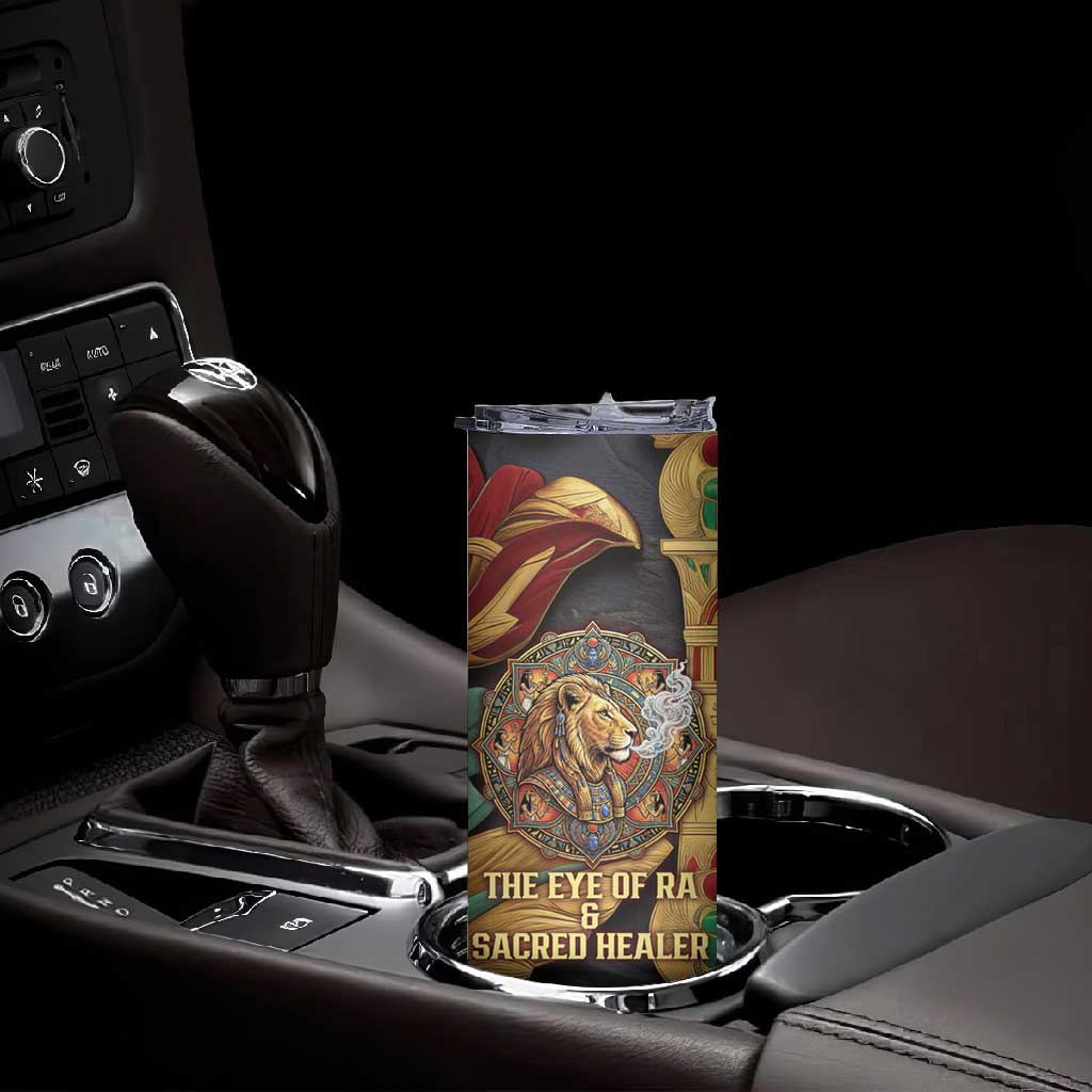 Sekhmet Skinny Tumbler with Eye of Ra and Sacred Lion Symbol in Egyptian Healer